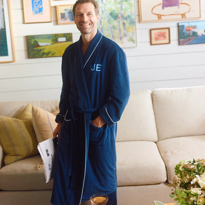 Men's Lightweight Robe in Midnight Navy
