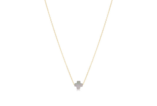 enewton 16" Necklace Gold - Signature Cross Mother Of Pearl Black Tahitian
