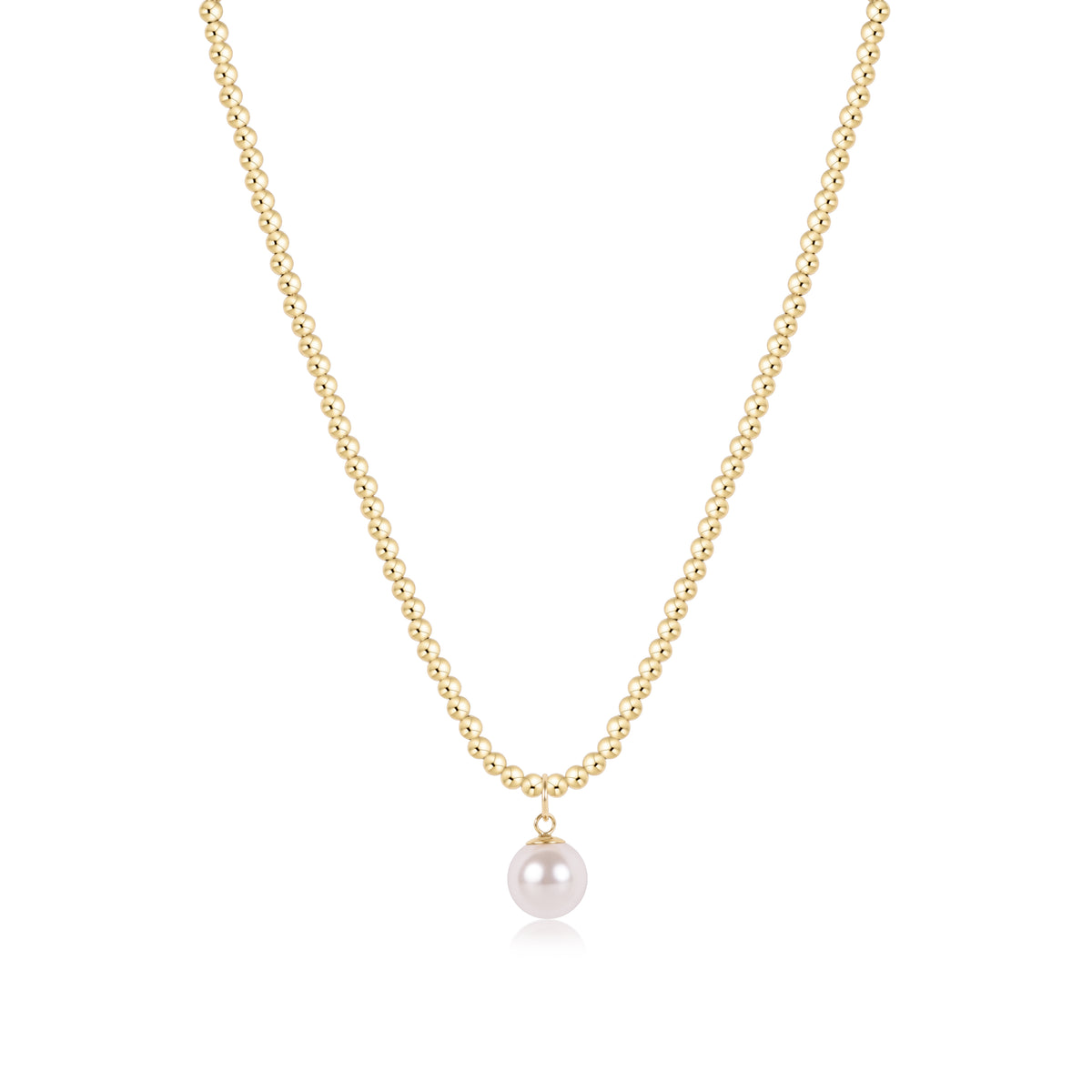 enewton 17" Choker Beaded in Classic Gold 3mm with Classic Pearl 10mm Charm