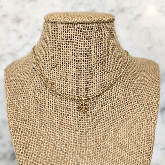 enewton 15" Choker Classic Gold 2mm Bead with Signature Cross Halo Charm