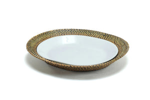 Calaisio Rattan Oval 2 Quart Tray With Corelle Insert