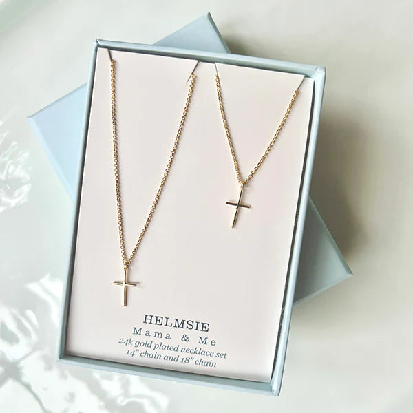 Helmsie Mama & Me Cross Necklace Set