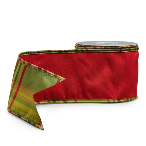 Red & Green Plaid Wired Ribbon