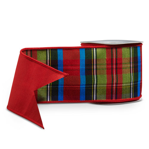 Red, Blue & Green Plaid Wired Ribbon