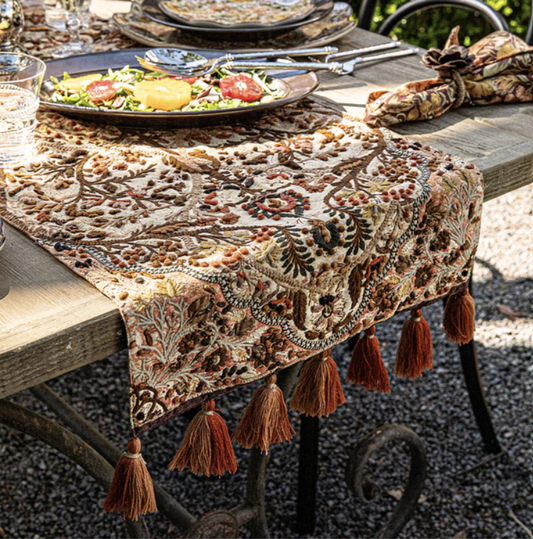 Juliska Willa Amber EMBROIDERED Table Runner 18" x 90"