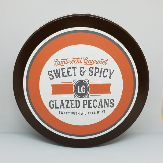 Lambrecht Gourmet Sweet & Spicy Glazed Pecans 8 oz. Gift Tin