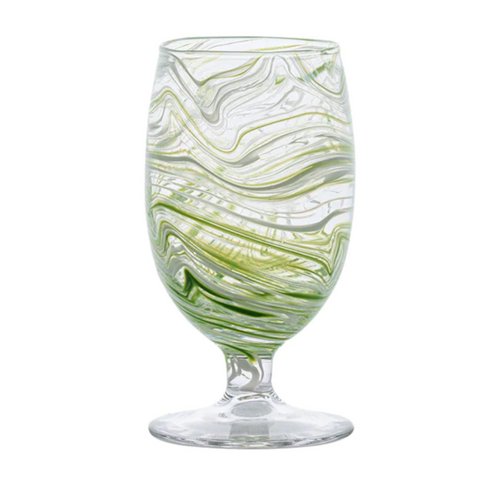 Puro Marbled Goblet in Green - Juliska