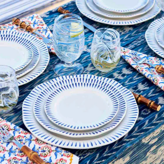 Juliska Sitio Stripe Delft Blue Salad/Dessert Plate