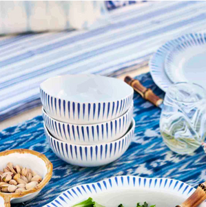 Sitio Stripe Cereal/Ice Cream Bowl in Delft Blue - Juliska