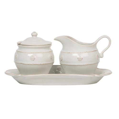 Berry & Thread Whitewash Sugar & Creamer 3pc Set - Juliska