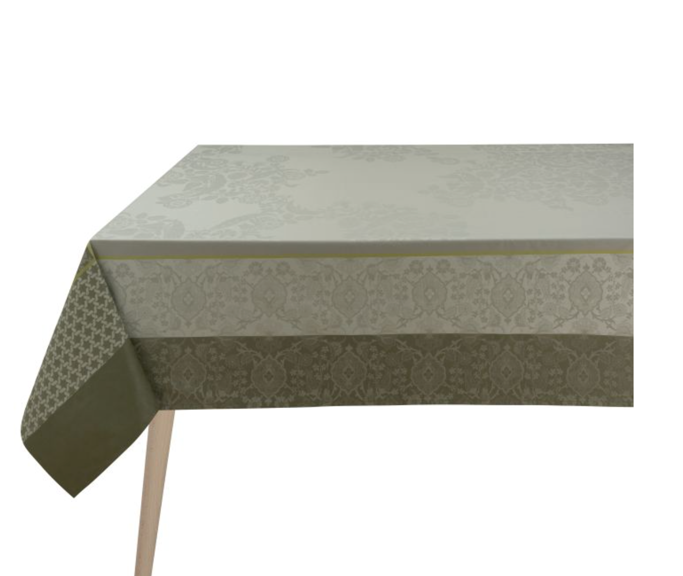 Le Jacquard Francais Voya Icon Green Coated Tablecloth 69" X 98"