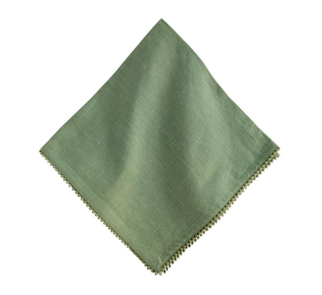 Set/4 Berry Trim Napkins in Watercress - Juliska