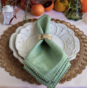 Set/4 Berry Trim Napkins in Watercress - Juliska