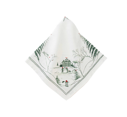 Juliska Country Estate Winter Frolic Evergreen Napkins, Set of 4
