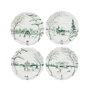 Country Estate Winter Frolic Party Plate in Evergreen - Assorted Set of 4