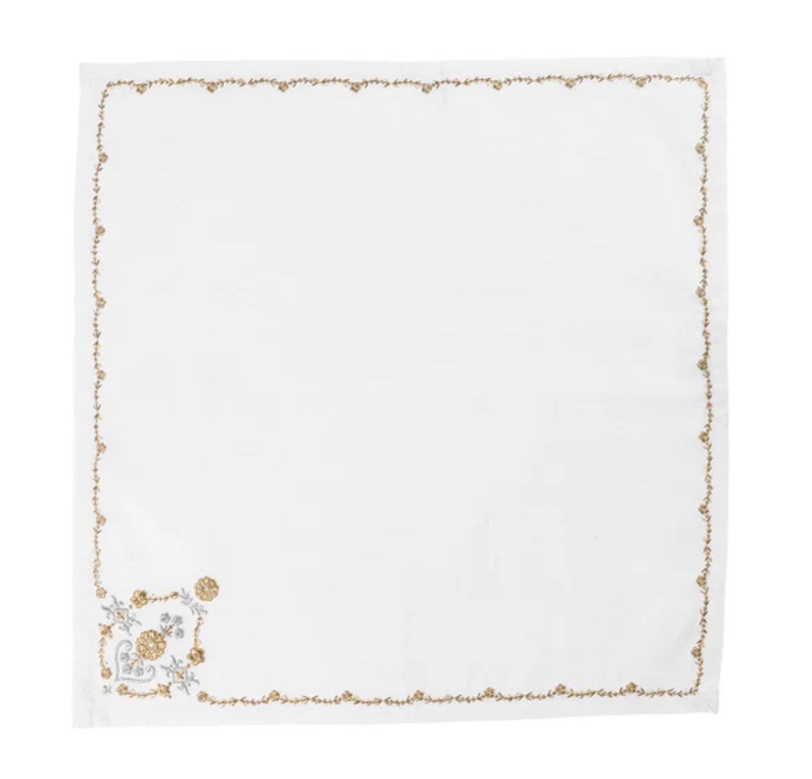 Juliska Heidi Metallic Gold & Silver Embroidered Napkins (Set of 4)