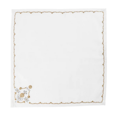 Juliska Heidi Metallic Gold & Silver Embroidered Napkins (Set of 4)