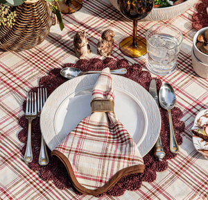 Harvest Tartan Placemat Mulberry & Brown - Set of 4