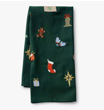 Rifle Paper Co. Signs of the Season Embroidered Tea Towel