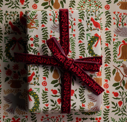 Rifle Paper Co. Christmastide Pomegranate Velvet Ribbon