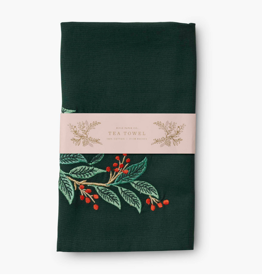 Rifle Paper Co. Willowberry Embroidered Tea Towel