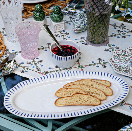 Sitio Stripe Delft Blue 15" Hostess Tray - Juliska