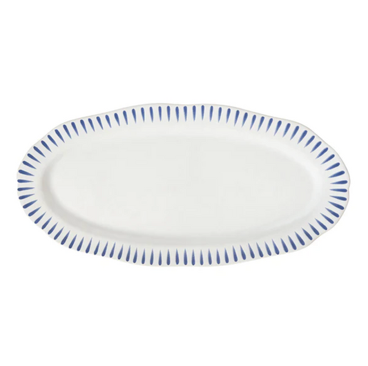 Sitio Stripe Delft Blue 15" Hostess Tray - Juliska