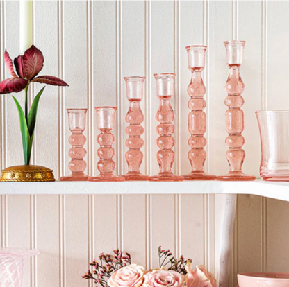 Juliska Provence Glass Blush Candlestick in Blush (Set of 2)
