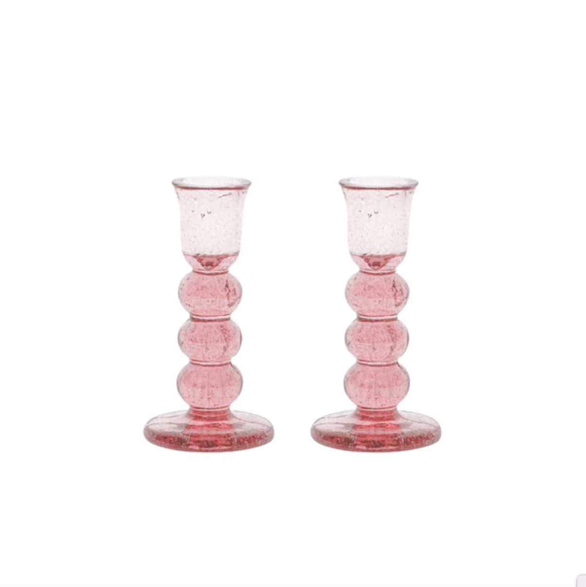 Juliska Provence Glass Blush Candlestick in Blush (Set of 2)