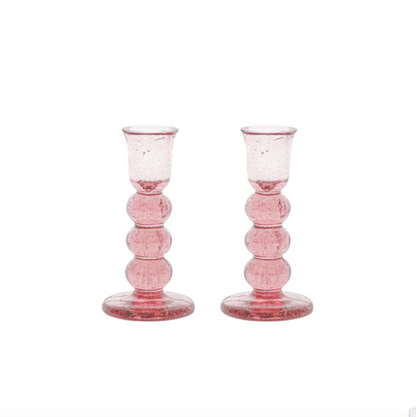 Juliska Provence Glass Blush Candlestick in Blush (Set of 2)