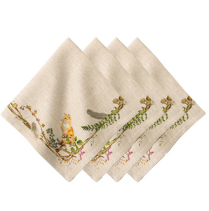Set of 4  Forest Walk Animal Napkins - Juliska