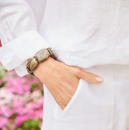 Hot Girl Pearls Chicklet Bracelet in Slate
