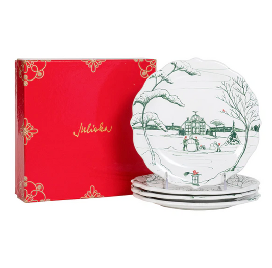 Juliska Country Estate Winter Frolic Evergreen Party Plate (Assort. Set of 4)