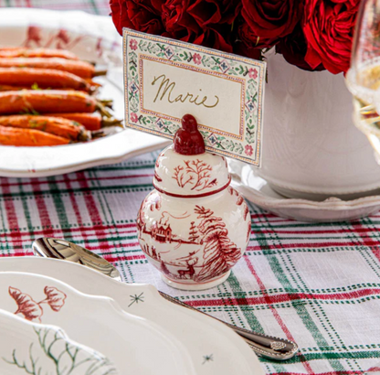Juliska Country Estate Winter Frolic Ruby Ginger Jar Place Card Holders (Set of 4)
