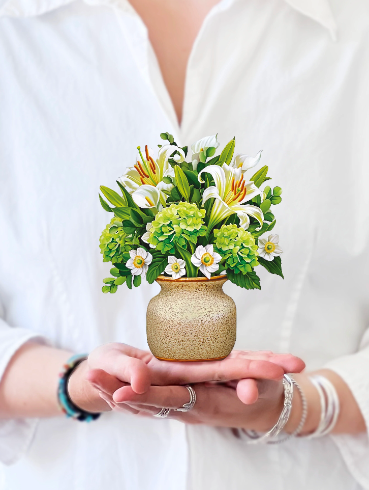 FreshCut Paper Ivory & Sage Pop Up Bouquet