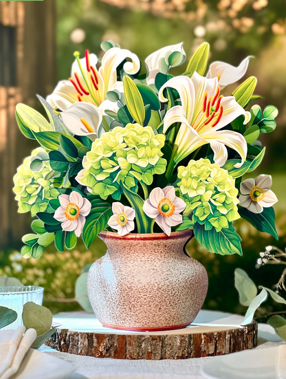 FreshCut Paper Ivory & Sage Pop Up Bouquet