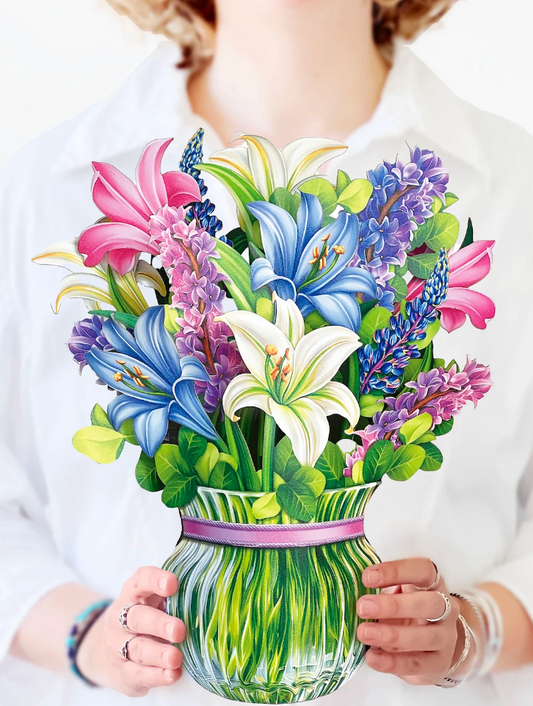 FreshCut Paper Lilies & Lupines Pop Up Bouquet