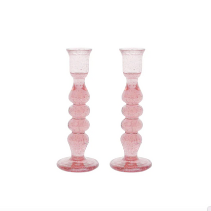 Juliska Provence Glass Blush Candlestick in Blush (Set of 2)