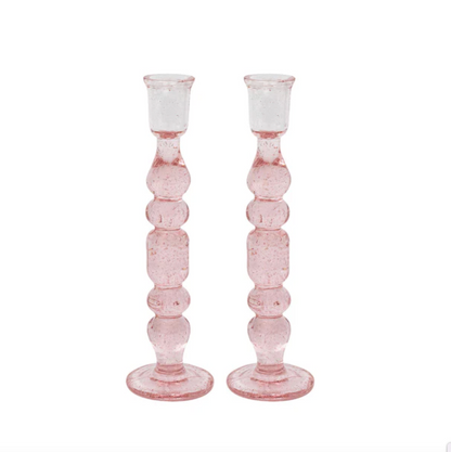 Juliska Provence Glass Blush Candlestick in Blush (Set of 2)