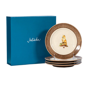 Forest Walk Animal Cocktail Plates, Assorted Set of 4 - Juliska