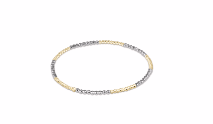 enewton Blissful Pattern 2mm Bead Bracelet in Bright Silver Faceted Hematite