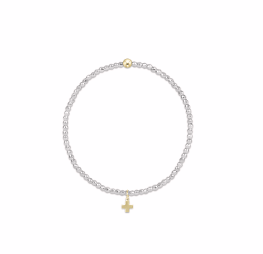 enewton Bright Silver Faceted Hematite 2mm Bead Bracelet Signature Cross Gold Charm