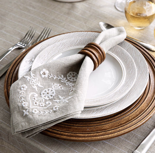 Juliska Bilbao Wood Napkin Rings, Set of 4