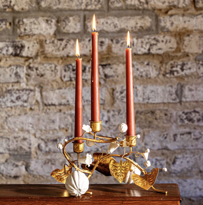 Juliska Forest Walk Gold Pumpkin & Vine Candlestick Holder