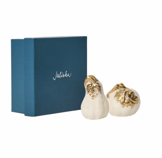 Juliska Forest Walk Gold Pumpkin Salt & Pepper Shakers