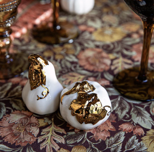 Juliska Forest Walk Gold Pumpkin Salt & Pepper Shakers