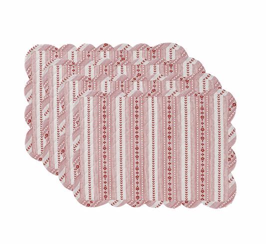 Juliska Villa Stripe Red & White Placemat (Set of 4)