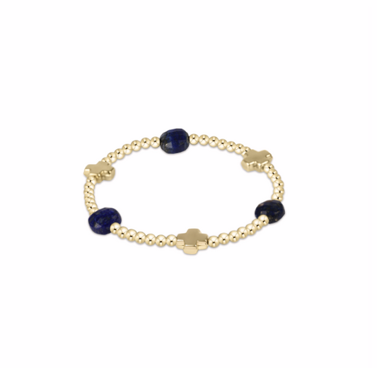 enewton Signature Cross Admire Gold Pattern 3mm Bead Bracelet Lapis