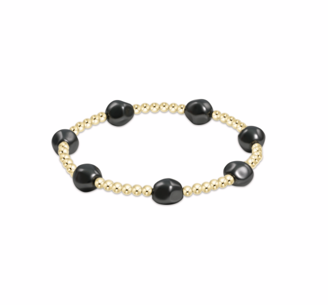 enewton Admire Gold 3mm Bead Bracelet Pearl Dark Grey