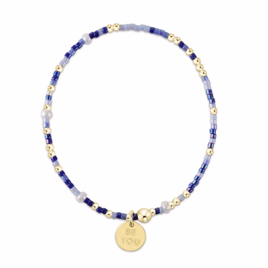 EGIRL Hope Unwritten Bracelet Is a Smurf's Butt Blue "Be You" Small Gold Disc
